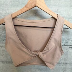 AYAI Soft Beige Twist-Front Crop Top